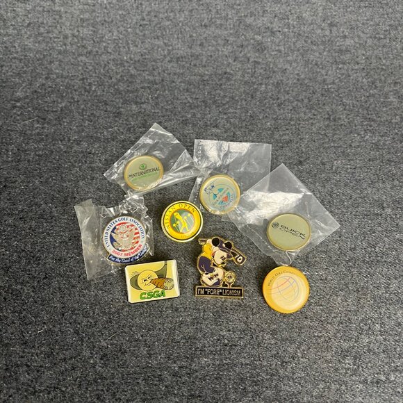 Mixed Lot of 8 Golf Related Lapel Pins Vintage, Mickey, Buick Nissan Open - Picture 1 of 2